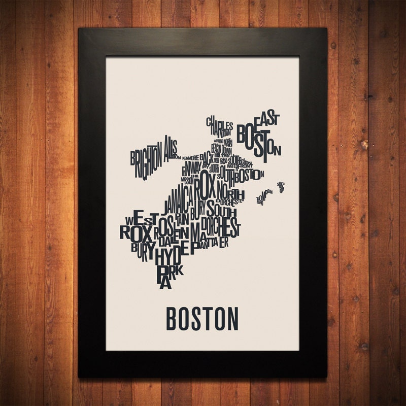 BOSTON Typography Map Print - 12" x 18"