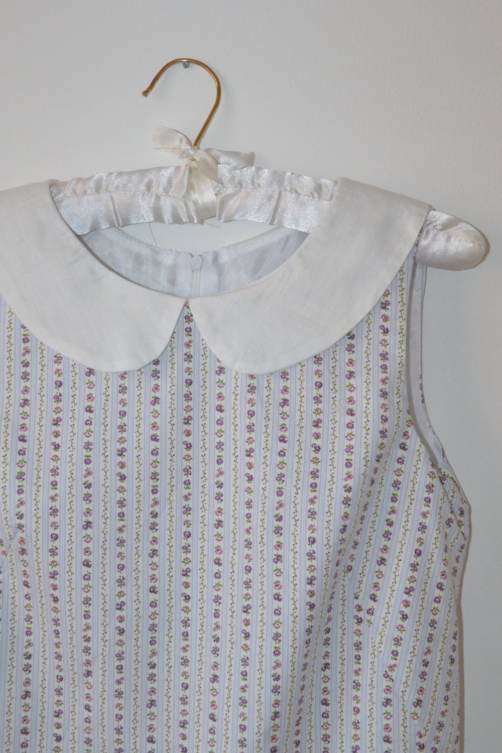 floral cotton peter pan collar shift dress  60s mod indie