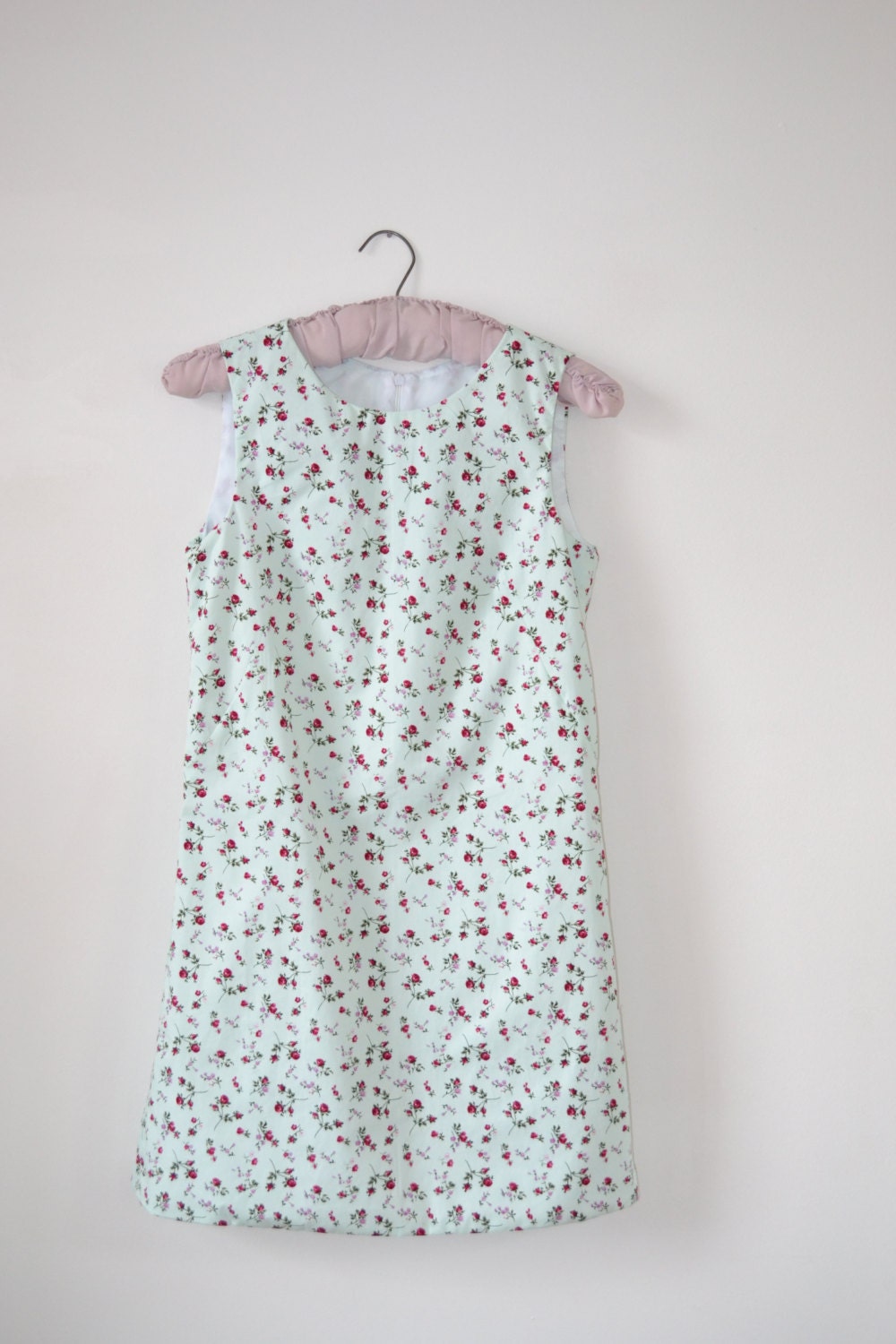 floral cotton peter pan collar shift dress  60s mod indie