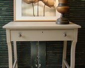 Vintage Reclaimed Gray Mud Putty Painted Light Distressed 1 Dr French Desk Table (MLD) Call for Ship Quote