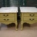 Reclaimed Vintage French Provential Agave Lime Paint Marble Top Side Accent End Table Tables Nightstand Nighstands (HAI) Call for ship quote