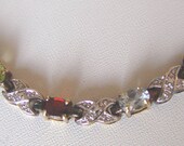 Vintage HAN 925 Gold Tennis Style BRACELET With Gemstones