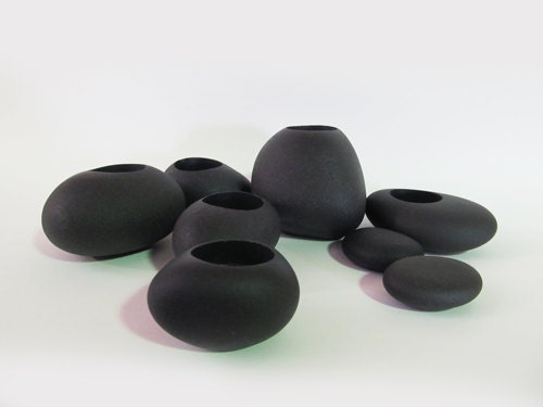 Set of Six Glacial Stone Tealight Candle Holders