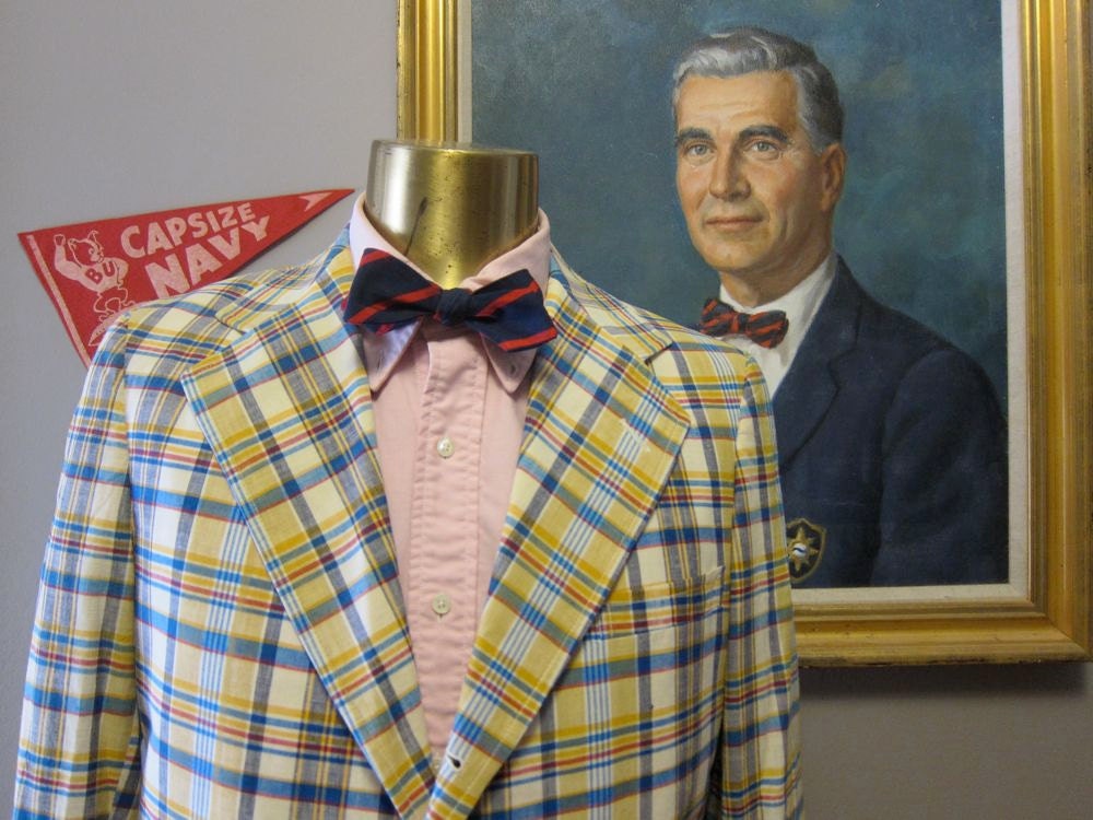 Vintage India Madras Sack Sport Coat 40L by Johnny Appleseeds