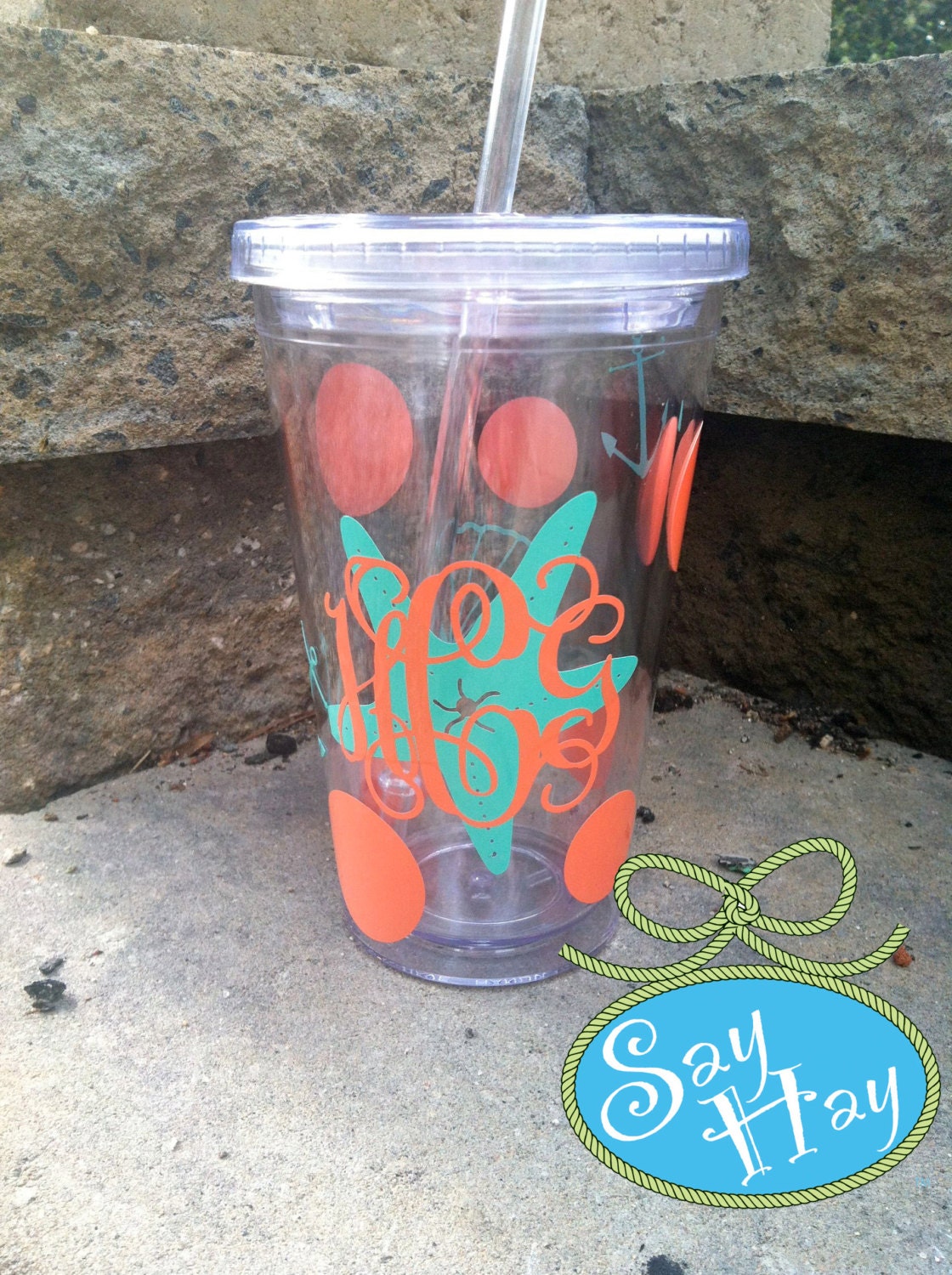 Monogram Personalized Acrylic 16 oz Tumbler with Lid and Straw for Party favors, Bachelorette, Bridal Party, and Teacher Gifts