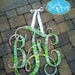 Preppy 24" Interlocking Wooden Initials Monogram Cutout Hand Painted inspired by Lilly Pulitzer prints, bedding, dorm rooms