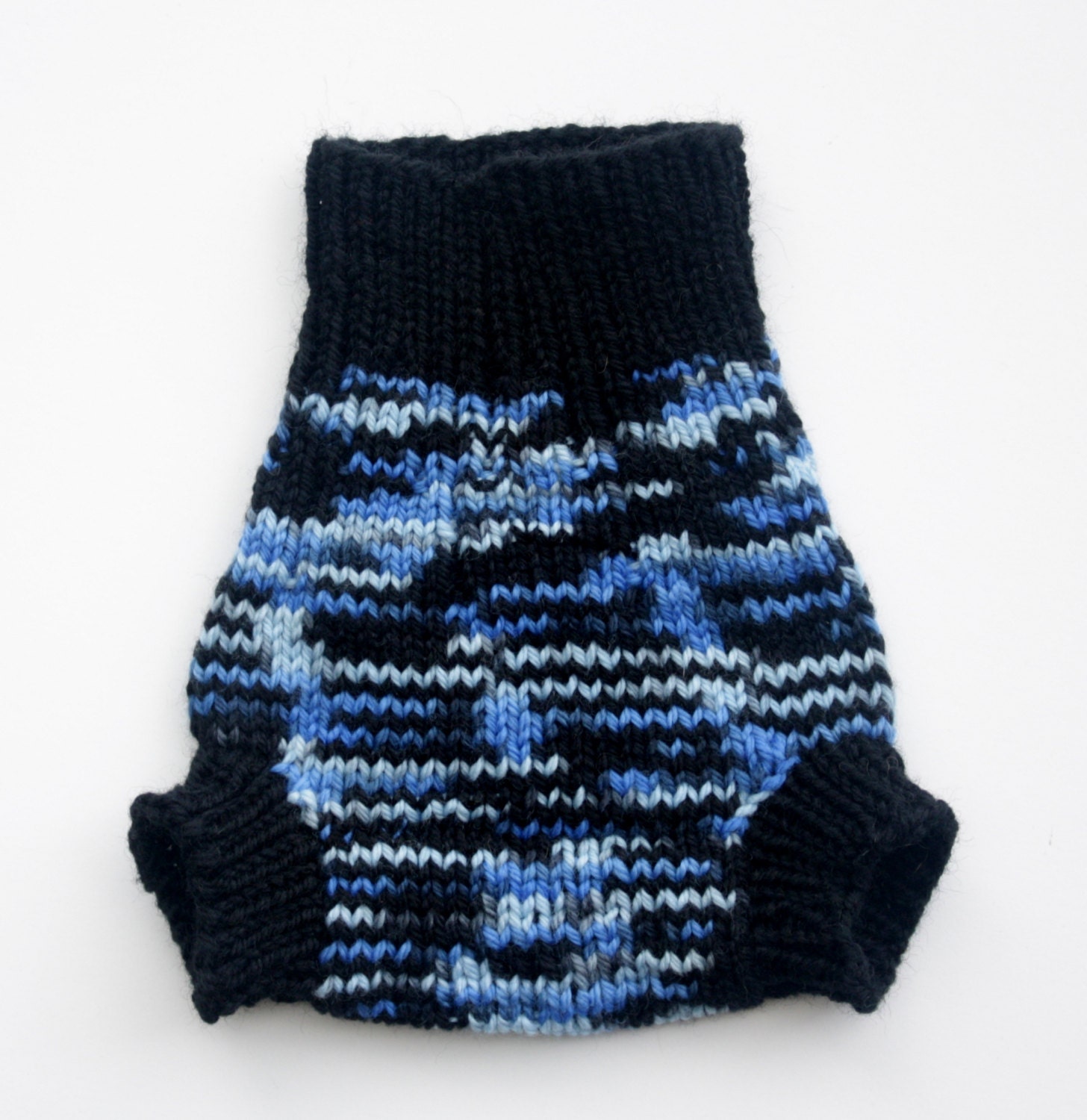 Newborn Wool Diaper Cover in Grey, Blue and Black