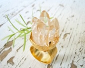 Raw Crystal Point Cluster Ring - Adjustable - Natural Glam - Mineral Specimen - gift under 50