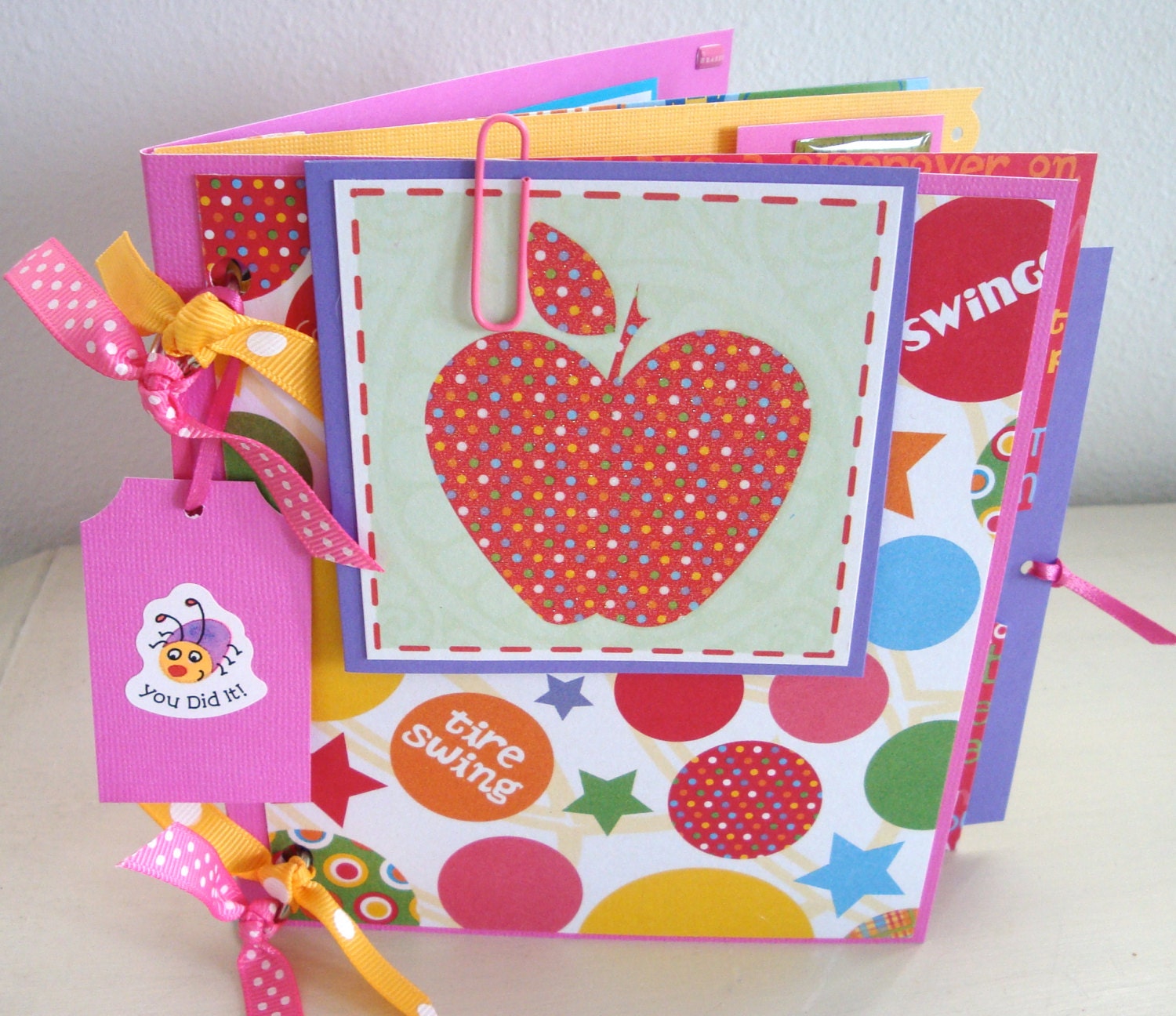 Kindergarten Graduation, Preschool Graduation Scrapbook, School Photo Album, Mini School Scrapbook, Girls Scrapbook