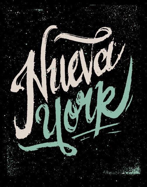 Hand scripted Nueva York - Silkscreen Artprint 8" x 10"
