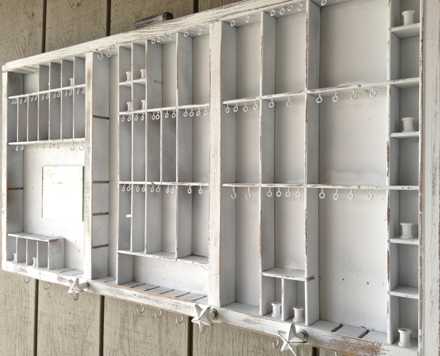 White Letterpress Jewelry Display with Stars