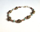 Bronze Skull Beaded Bracelet