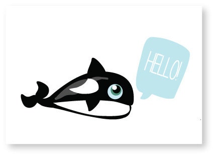 Orca Whale Hello Greeting Card