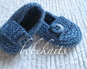 Hand Knit Little Boy Blue Loafer Slippers
