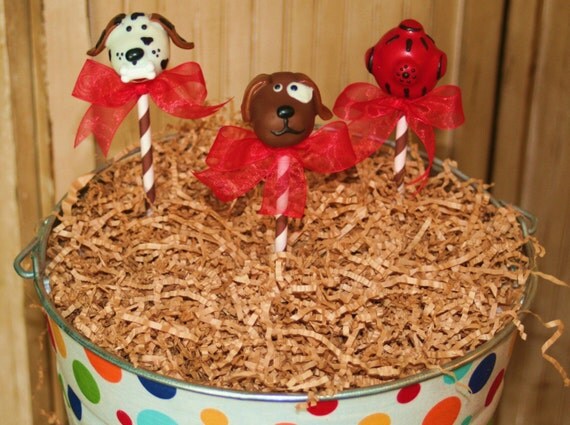 Mom's Killer Cakes & Cookies Puppy Dog and Fire Hydrant Cake Pops Il_570xn