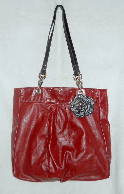 Rustic Red Leather Tote