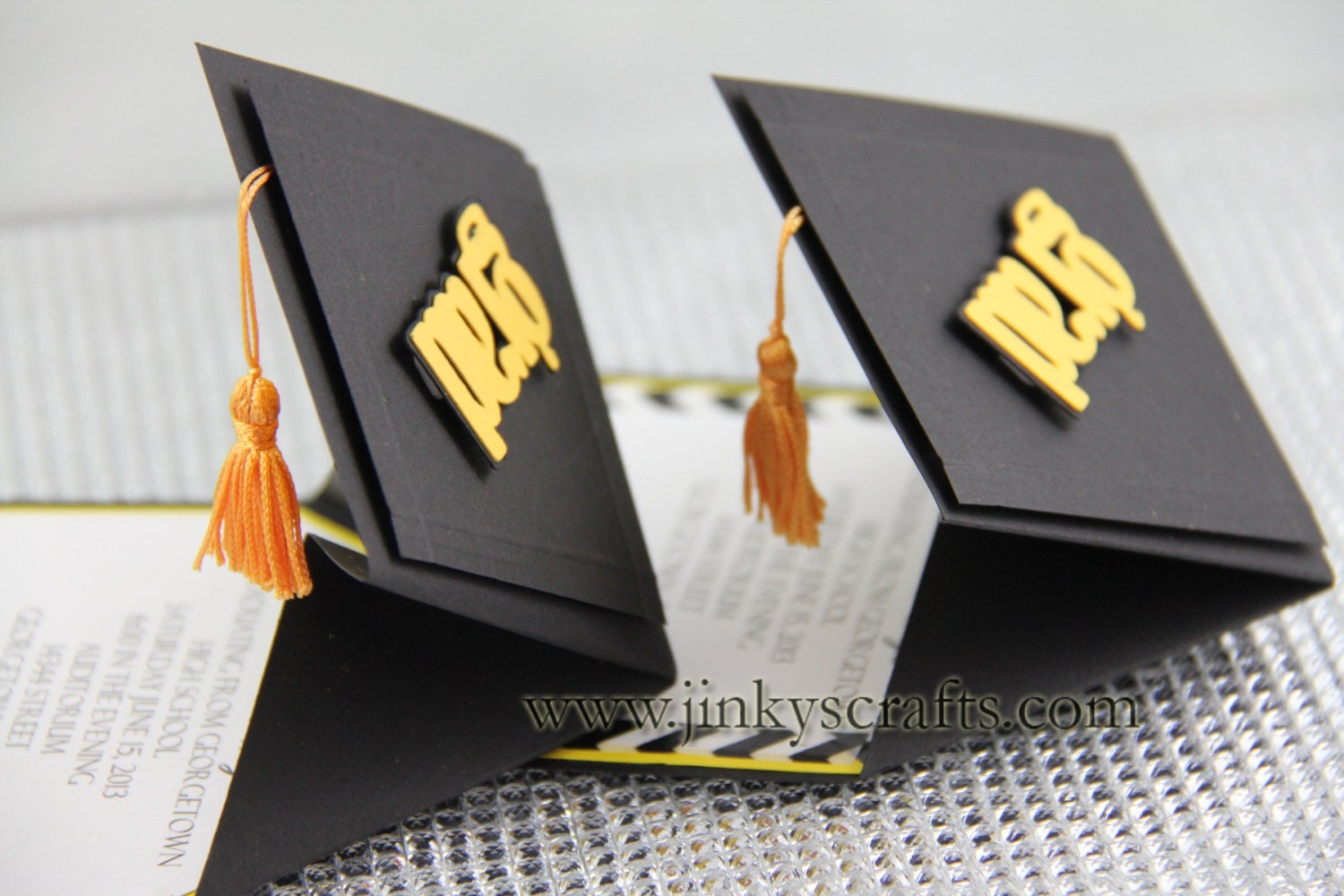 3D Graduation Cap Pop-Up Invitations/ 2013 Unique Graduation Announcement/ Min. Order set of 25