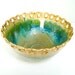 Custom Listing for Elaine / Handmade Bowl / Ready to Ship / Carved Pierced Circle Rim / green and brown