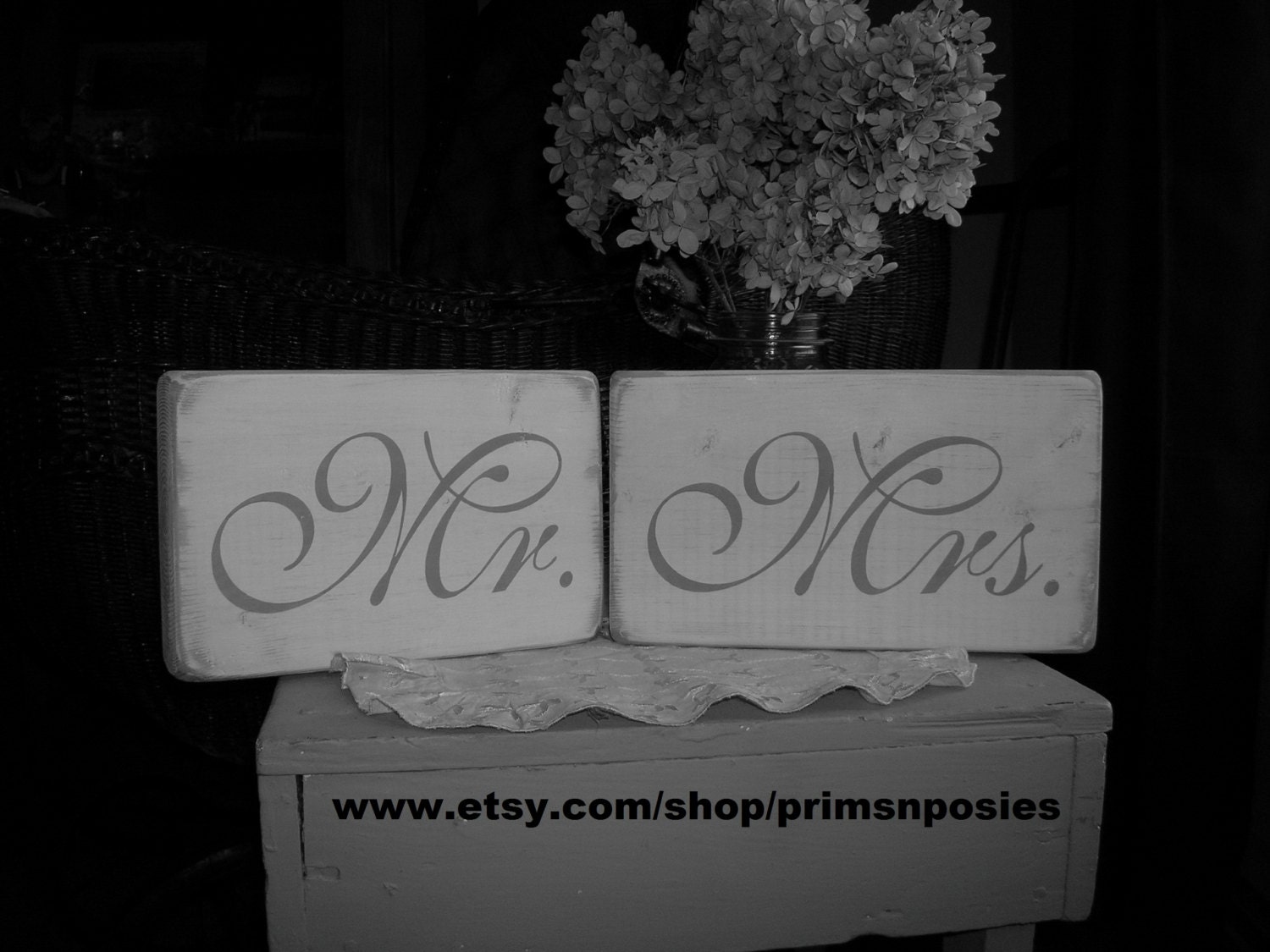 Mr. and Mrs. Handmade Distressed Block Set Wedding Sign