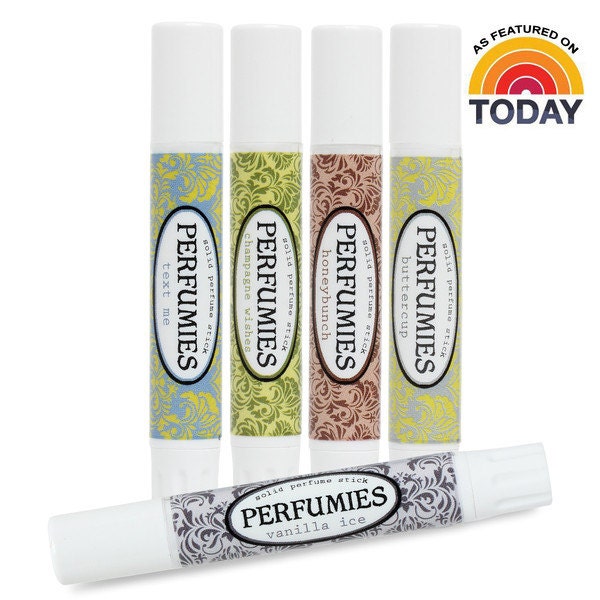 Good Enough to Eat Solid Perfume Set of 5 - Travel Size - Vanilla Ice, Buttercup, Text Me, Champagne Wishes, Honeybunch