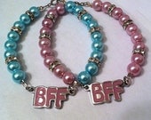 BFF best friends pearl bracelets in mint green and pastel pink