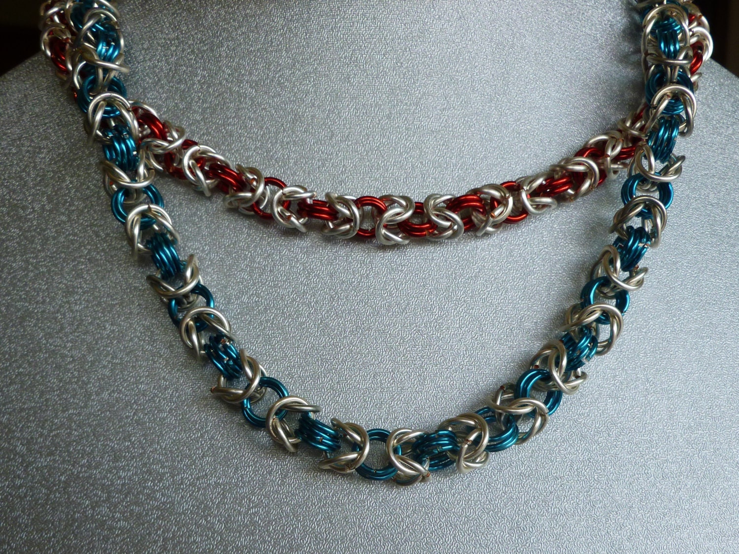 Blue and Red Byzantine Necklace