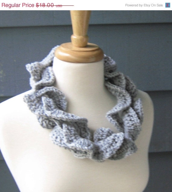 SALE - CHRISTIE - Ruffle Cowl, Neckwarmer, Scarf, Spring/Summer/Fall Fashion, Gift for Her - Graymist (Ready to Ship)