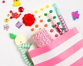20 Sweet Large Stripe Bags- Pink