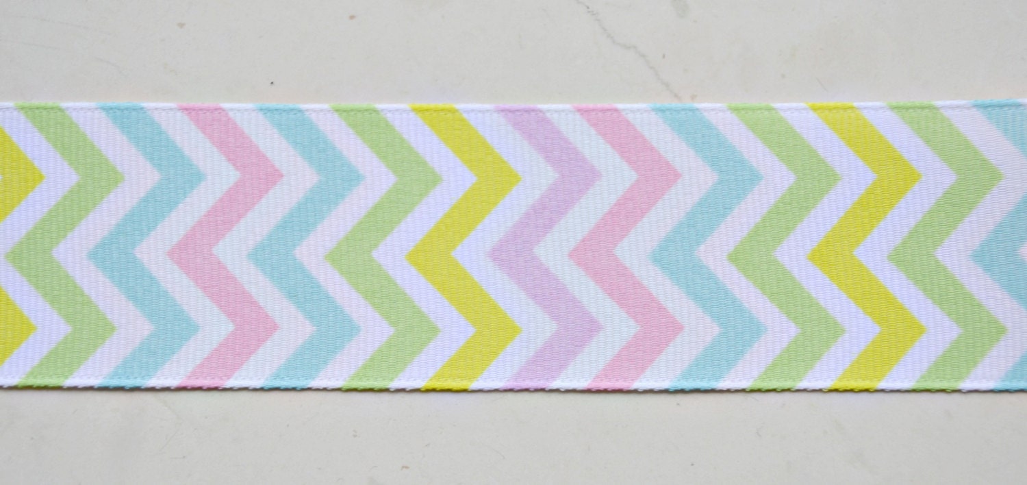 Pastel chevron rainbow striped 1 1/2" grosgrain ribbon- Easter Il_170x135