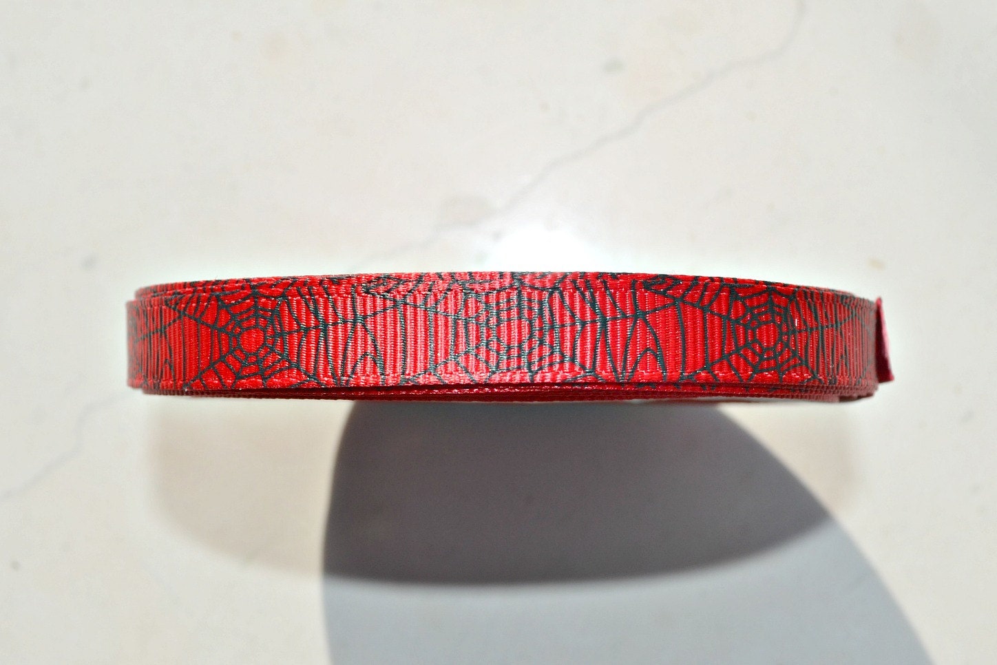 Halloween Black spider webs printed on red 3/8" grosgrain ribbon Il_170x135