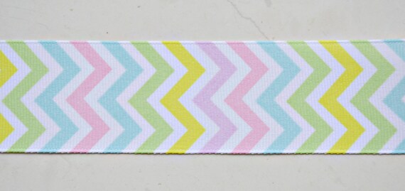 Pastel chevron rainbow striped 1 1/2" grosgrain ribbon- Easter Il_570xn