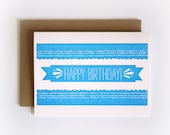 Happy Birthday Banner Letterpress Printed Card