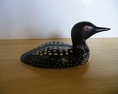 Vintage Handcrafted Porcelain Common Loon / Porcelain Handpainted Bird