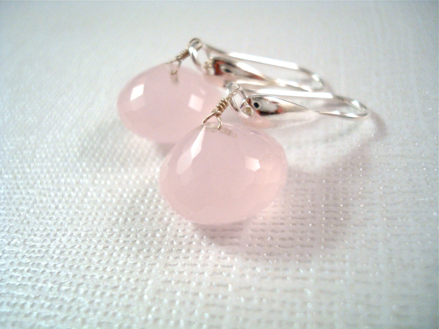 Baby Pink Quartz Briolette Earrings - Love - Gemstones by Split Personality Designs