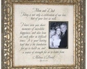 Mother of The Bride Gift Parents Wedding Gift MOM & DAD Personalized Picture Frame Reception Father of the Bride ( 16 X 16 )