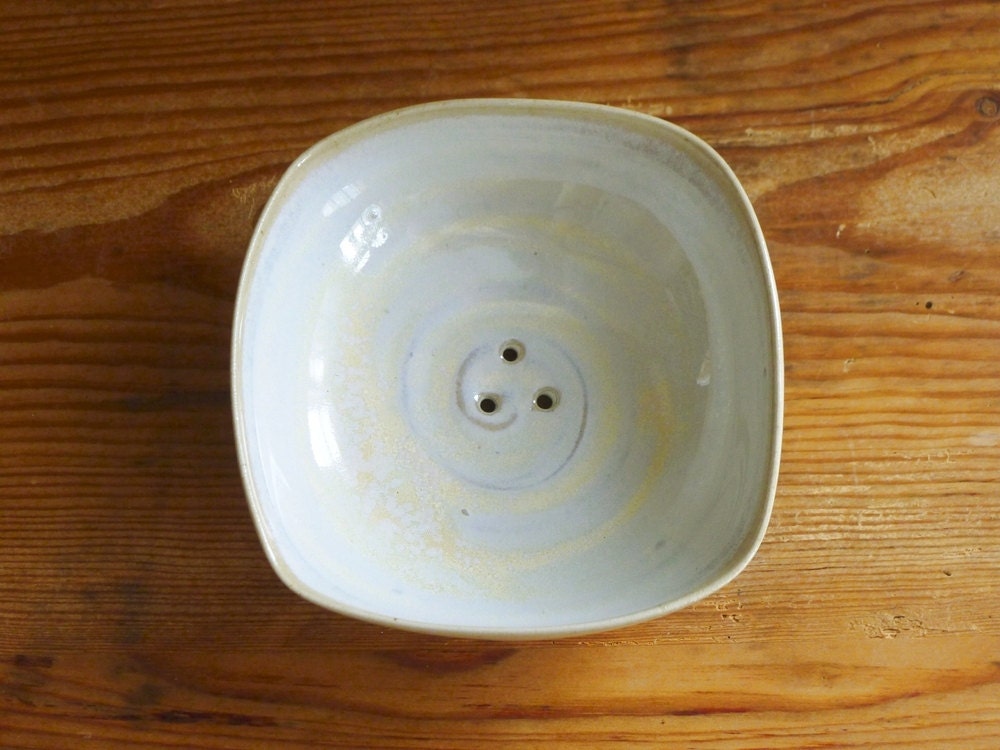 Ceramic soap dish with holes handmade white by TheLittleClayroom