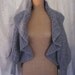 HALF PRICE for 1 Week Crochet Gray Ruffled Circle Sweater or Shrug, Three Quarter Dolman Sleeves, Size M-L