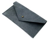 Leather Envelope Clutch in  T H U N D E R . S T O R M