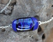 Dichroic Blue Waves Sideways Necklace