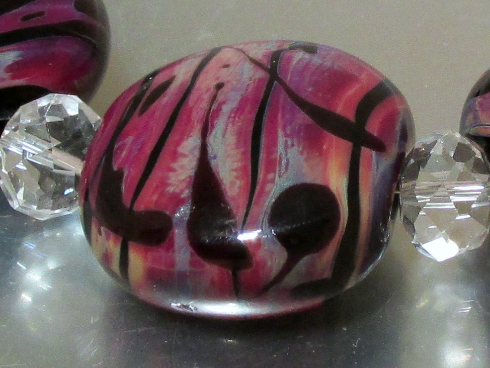Silver Glass  Lampwork Beads Twilight Gardens Collection (7)  - LEteam