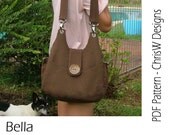 Purse PDF pattern INSTANT DOWNLOAD Handbag sewing tutorial - "Bella", handmade floral handbag, tote or shoulder bag