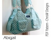 INSTANT DOWNLOAD Handbag sewing pattern - PDF- "Abigail" Advanced designer Purse with lots of pockets