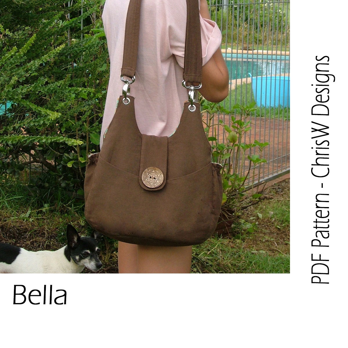 Purse PDF pattern INSTANT DOWNLOAD Handbag sewing tutorial - "Bella", handmade floral handbag, tote or shoulder bag