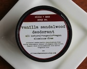 VANILLA SANDALWOOD Natural Deodorant Aluminum Free 2oz Cream Deodorant, Organic Deodorant,Vegan Deodorant