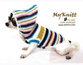 Unique Colorful XXS Toy Dog Hoodie Sweater Puppy Clothes Cat Clothing Striped Handmade Crochet D896