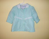 Vintage 1980s Girls Lightweight Pastel Green Peter Pan Collar Eyelet and Lace Preppy Hipster