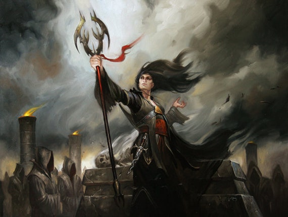 Original Oil Painting - Magic the Gathering: Shadowborn Apostle Art