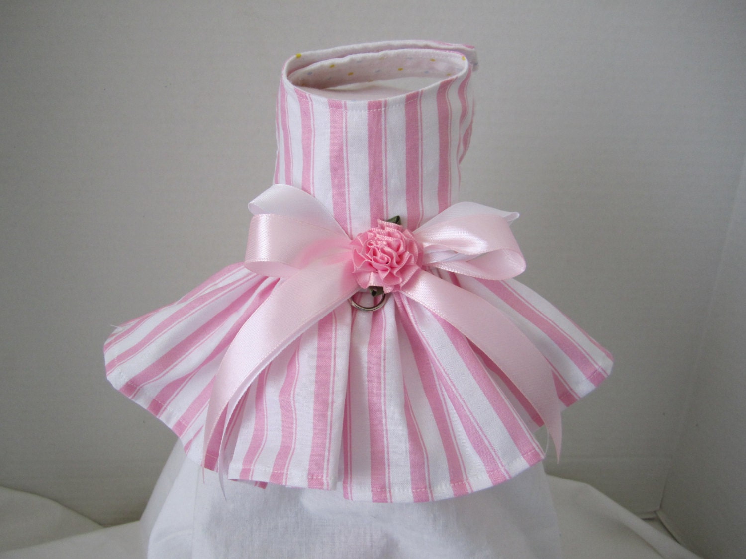 Dog Dress  XS  Pink and White Stripes   By Nina's Couture Closet  ( Special Collection Happy and Fun )
