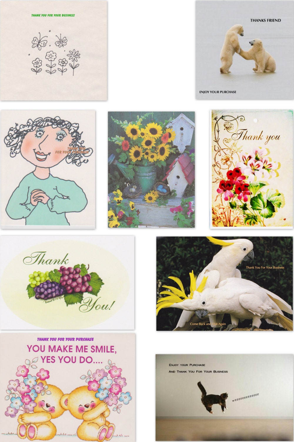 Downloadable Digital Thank You Note cards .... You print them,  You cut them ... no shipping