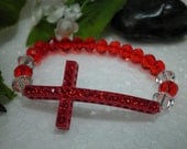 Sparkly Red Crossways Bracelet